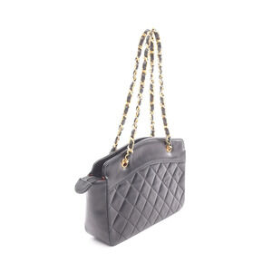 Chanel Black Matelasse Lambskin Sheepskin Handbag Black